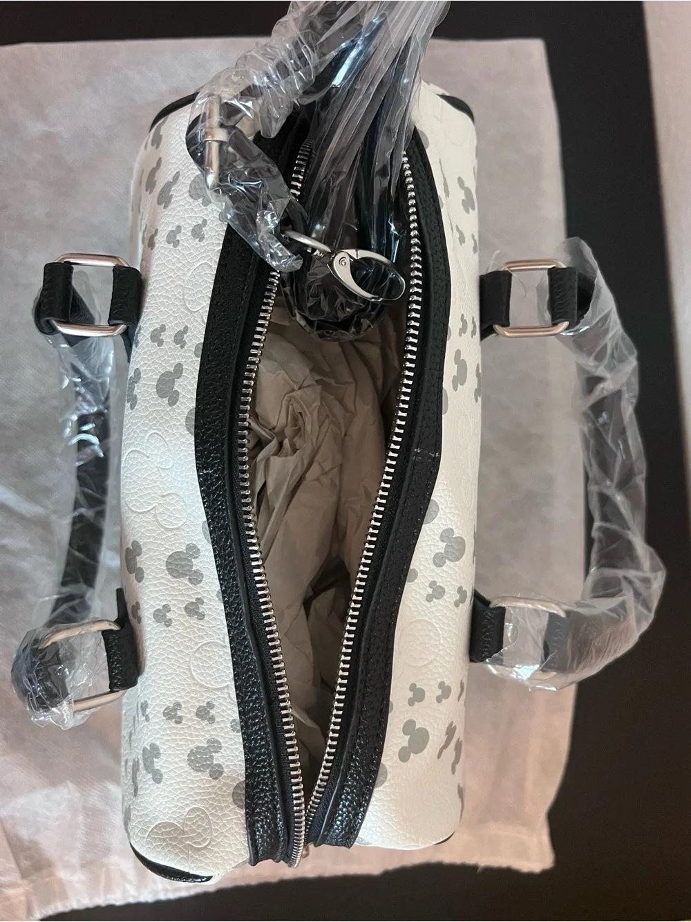 Disney Parks White and Black geometric Satchel Handbag